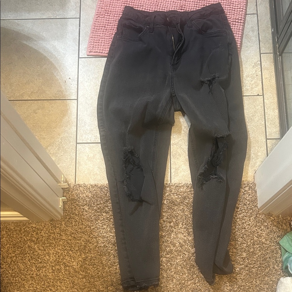 Distressed Black Women's Jeans
